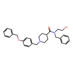 N-benzyl-1-[4-(benzyloxy)benzyl]-N-(2-hydroxyethyl)piperidine-4-carboxamide structure