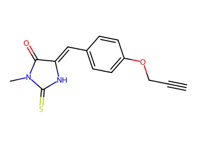 (Z)-3-methyl-5-(4-(prop-2-yn-1-yloxy)benzylidene)-2-thioxoimidazolidin-4-one structure
