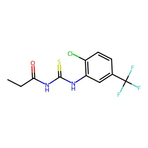 N-[[2-chloro-5-(trifluoromethyl)phenyl]carbamothioyl]propanamide structure