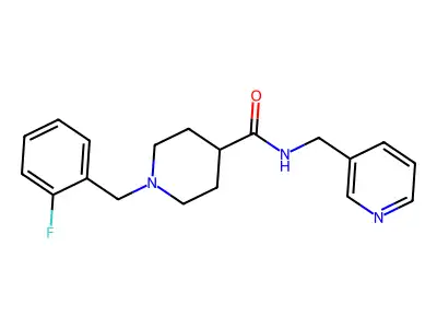 1-[(2-fluorophenyl)methyl]-N-(pyridin-3-ylmethyl)piperidine-4-carboxamide structure