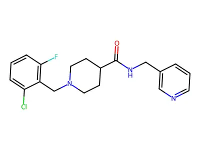 1-(2-chloro-6-fluorobenzyl)-N-(pyridin-3-ylmethyl)piperidine-4-carboxamide structure