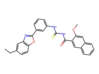 N-[[3-(5-ethyl-1,3-benzoxazol-2-yl)phenyl]carbamothioyl]-3-methoxynaphthalene-2-carboxamide structure