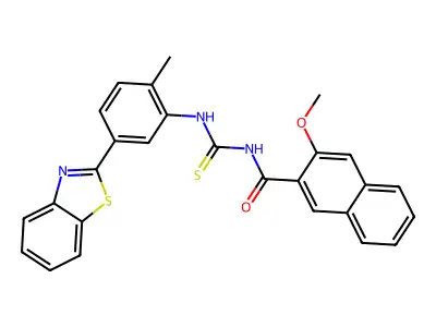 N-[[5-(1,3-benzothiazol-2-yl)-2-methylphenyl]carbamothioyl]-3-methoxynaphthalene-2-carboxamide structure