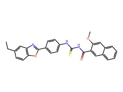 N-[[4-(5-ethyl-1,3-benzoxazol-2-yl)phenyl]carbamothioyl]-3-methoxynaphthalene-2-carboxamide structure