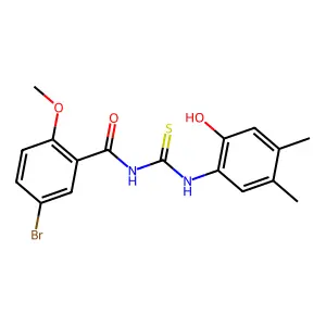 5-bromo-N-[(2-hydroxy-4,5-dimethylphenyl)carbamothioyl]-2-methoxybenzamide structure