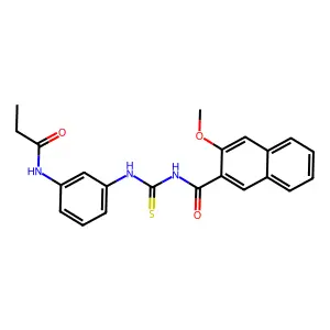 3-methoxy-N-[[3-(propanoylamino)phenyl]carbamothioyl]naphthalene-2-carboxamide structure