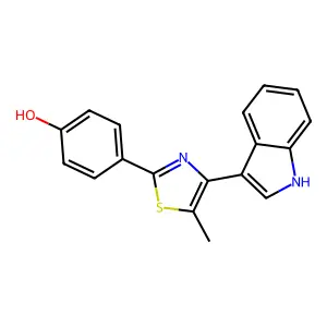 4-[4-(1H-indol-3-yl)-5-methyl-1,3-thiazol-2-yl]phenol structure