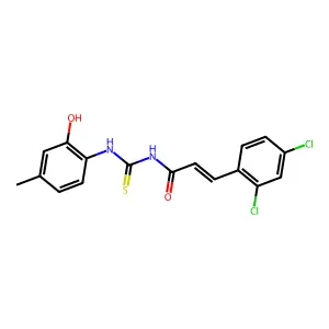 (2E)-3-(2,4-dichlorophenyl)-N-[(2-hydroxy-4-methylphenyl)carbamothioyl]prop-2-enamide structure