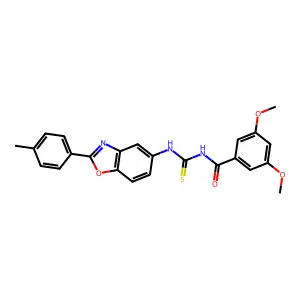 3,5-dimethoxy-N-[[2-(4-methylphenyl)-1,3-benzoxazol-5-yl]carbamothioyl]benzamide structure