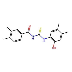 N-[(2-hydroxy-4,5-dimethylphenyl)carbamothioyl]-3,4-dimethylbenzamide structure