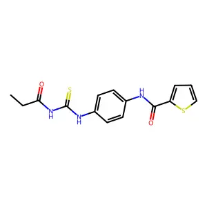 N-[4-(propanoylcarbamothioylamino)phenyl]thiophene-2-carboxamide structure