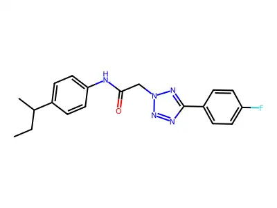 N-(4-butan-2-ylphenyl)-2-[5-(4-fluorophenyl)tetrazol-2-yl]acetamide structure