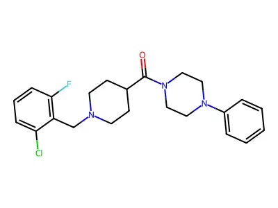 [1-[(2-chloro-6-fluorophenyl)methyl]piperidin-4-yl]-(4-phenylpiperazin-1-yl)methanone structure