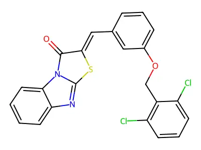 (2Z)-2-{3-[(2,6-dichlorobenzyl)oxy]benzylidene}[1,3]thiazolo[3,2-a]benzimidazol-3(2H)-one structure