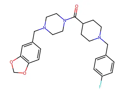 [4-(1,3-benzodioxol-5-ylmethyl)piperazin-1-yl]-[1-[(4-fluorophenyl)methyl]piperidin-4-yl]methanone structure