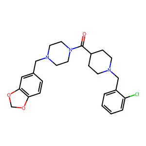 [4-(1,3-benzodioxol-5-ylmethyl)piperazin-1-yl]-[1-[(2-chlorophenyl)methyl]piperidin-4-yl]methanone structure