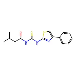 3-methyl-N-[(4-phenyl-1,3-thiazol-2-yl)carbamothioyl]butanamide structure