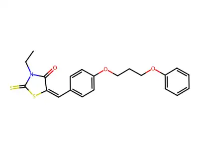 (5E)-3-ethyl-5-[[4-(3-phenoxypropoxy)phenyl]methylidene]-2-sulfanylidene-1,3-thiazolidin-4-one structure