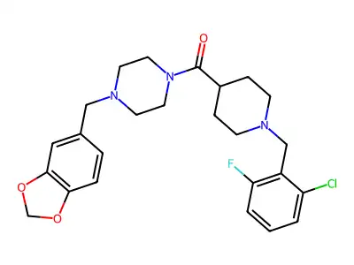 [4-(1,3-benzodioxol-5-ylmethyl)piperazin-1-yl]-[1-[(2-chloro-6-fluorophenyl)methyl]piperidin-4-yl]methanone structure