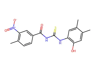 N-[(2-hydroxy-4,5-dimethylphenyl)carbamothioyl]-4-methyl-3-nitrobenzamide structure