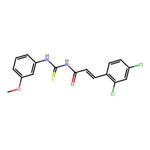 (E)-3-(2,4-dichlorophenyl)-N-[(3-methoxyphenyl)carbamothioyl]prop-2-enamide structure