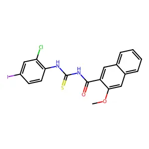 N-[(2-chloro-4-iodophenyl)carbamothioyl]-3-methoxynaphthalene-2-carboxamide structure