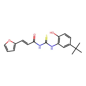(E)-N-[(5-tert-butyl-2-hydroxyphenyl)carbamothioyl]-3-(furan-2-yl)prop-2-enamide structure