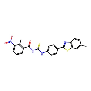2-methyl-N-[[4-(6-methyl-1,3-benzothiazol-2-yl)phenyl]carbamothioyl]-3-nitrobenzamide structure