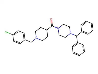 [1-(4-Chlorobenzyl)piperidin-4-yl][4-(diphenylmethyl)piperazin-1-yl]methanone structure
