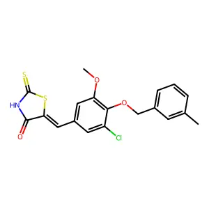 (5E)-5-[[3-chloro-5-methoxy-4-[(3-methylphenyl)methoxy]phenyl]methylidene]-2-sulfanylidene-1,3-thiazolidin-4-one structure