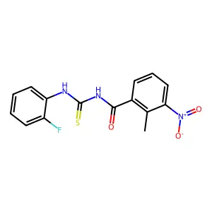 N-[(2-fluorophenyl)carbamothioyl]-2-methyl-3-nitrobenzamide structure