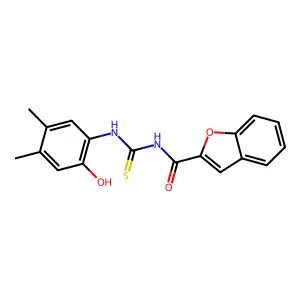 N-[(2-hydroxy-4,5-dimethylphenyl)carbamothioyl]-1-benzofuran-2-carboxamide structure