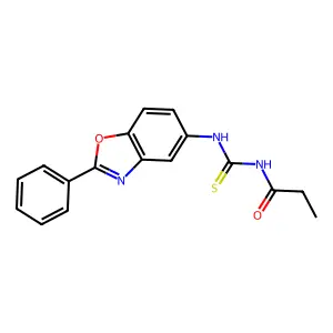 N-[(2-phenyl-1,3-benzoxazol-5-yl)carbamothioyl]propanamide structure