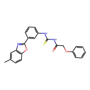 N-[[3-(5-methyl-1,3-benzoxazol-2-yl)phenyl]carbamothioyl]-2-phenoxyacetamide structure