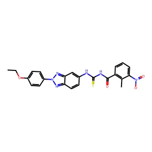 N-[[2-(4-ethoxyphenyl)benzotriazol-5-yl]carbamothioyl]-2-methyl-3-nitrobenzamide structure