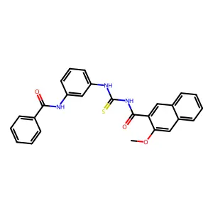 N-[(3-benzamidophenyl)carbamothioyl]-3-methoxynaphthalene-2-carboxamide structure