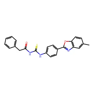 N-[[4-(5-methyl-1,3-benzoxazol-2-yl)phenyl]carbamothioyl]-2-phenylacetamide structure