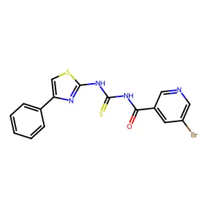 5-bromo-N-[(4-phenyl-1,3-thiazol-2-yl)carbamothioyl]pyridine-3-carboxamide structure