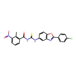 N-{[2-(4-chlorophenyl)-1,3-benzoxazol-5-yl]carbamothioyl}-2-methyl-3-nitrobenzamide structure