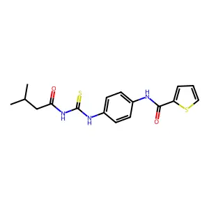 N-[4-(3-methylbutanoylcarbamothioylamino)phenyl]thiophene-2-carboxamide structure