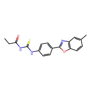 N-[[4-(5-methyl-1,3-benzoxazol-2-yl)phenyl]carbamothioyl]propanamide structure