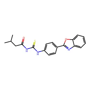 N-[[4-(1,3-benzoxazol-2-yl)phenyl]carbamothioyl]-3-methylbutanamide structure