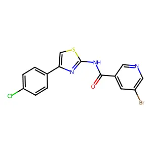 5-bromo-N-[4-(4-chlorophenyl)-1,3-thiazol-2-yl]pyridine-3-carboxamide structure