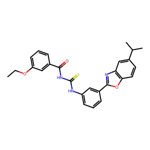 3-ethoxy-N-[[3-(5-propan-2-yl-1,3-benzoxazol-2-yl)phenyl]carbamothioyl]benzamide structure
