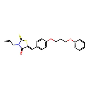 (5E)-5-[[4-(3-phenoxypropoxy)phenyl]methylidene]-3-prop-2-enyl-2-sulfanylidene-1,3-thiazolidin-4-one structure