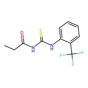 N-[[2-(trifluoromethyl)phenyl]carbamothioyl]propanamide structure