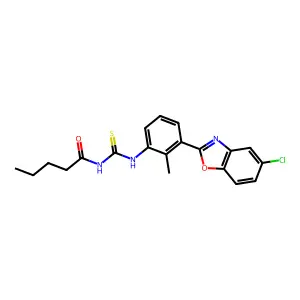 N-[[3-(5-chloro-1,3-benzoxazol-2-yl)-2-methylphenyl]carbamothioyl]pentanamide structure