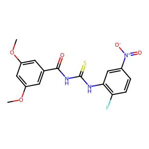 N-[(2-fluoro-5-nitrophenyl)carbamothioyl]-3,5-dimethoxybenzamide structure