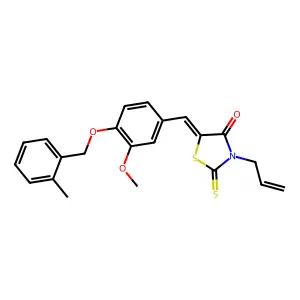 (5E)-5-[[3-methoxy-4-[(2-methylphenyl)methoxy]phenyl]methylidene]-3-prop-2-enyl-2-sulfanylidene-1,3-thiazolidin-4-one structure