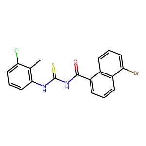 5-bromo-N-[(3-chloro-2-methylphenyl)carbamothioyl]naphthalene-1-carboxamide structure